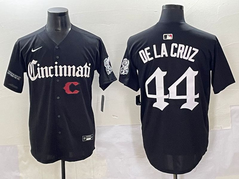 Men 2025 Cincinnati Reds #44 Delacruz Black Five generations Joint Name Nike MLB Jersey style 15->cincinnati reds->MLB Jersey